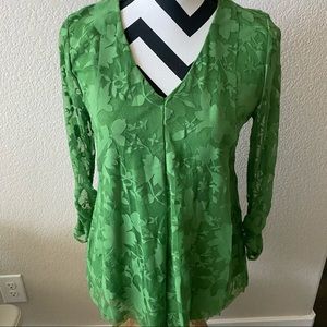 Alfani || V-neck green floral print blouse